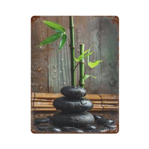 Plaque murale Dewy Bamboo Still 03 vintage pour salon et cuisine 40x30
