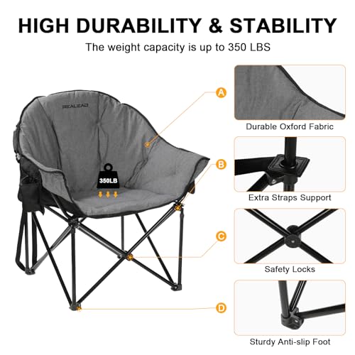 REALEAD Silla de Camping Calefactable Oversized con acolchado completo miniatura 6