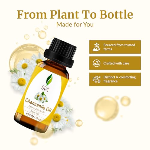 Image of SVA Chamomile Essential Oil 1 /3 Fl Oz - for Diffuser, Skin & Hair Care - Ideal for Massage & DIY Blends