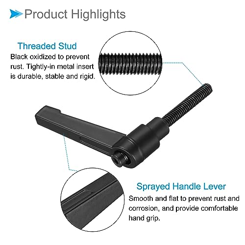Image of Clamping Lever Handles, M6 x 32mm Male Thread, Adjustable Quick Release Locking Rotating Bolt Knobs Black - (Applications: for Lathe Machinery), 2-Pieces