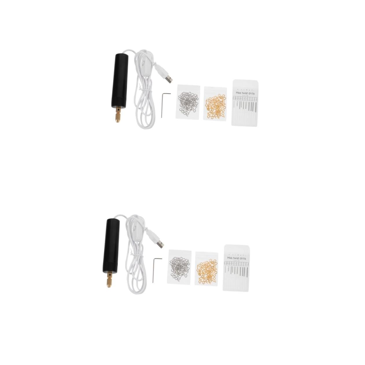HOMSFOU 2sätze Mini USB Elektrische Bohrmaschine Tragbarer Handbohrer Für Schmuckherstellung Und -projekte Wiederaufladbar Einfach Zu Bedienen Und Platzsparend