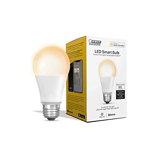 Feit Electric OM60/SW/HK 60W Equivalent A19 Smart, Works with Apple HomeKit and Siri Voice Control, No Hub Required LED Light Bulb, 4.4´´ H x 2.4´´ D, 2700K Soft White