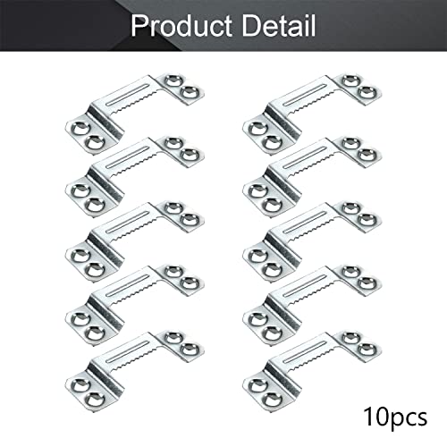 Image of MroMax 20PCS Sawtooth Picture Hangers Iron Picture Hangers 1.69 inch x 0.63 inch 4-Hole Picture Frames Hangers for Hanging Clock Paintings Artwork Picture Frame Hook Photos Silver