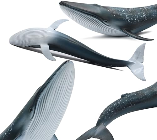 Image of SmilerSmile 10.6 inch Blue Whale Figurine Plastic Sea Creature Toy for Toddlers | Solid PVC Action Figure, Simulation Sea Animals, Educational Ocean Animal Model, Non-toxic Safe Bath Toy for Kids