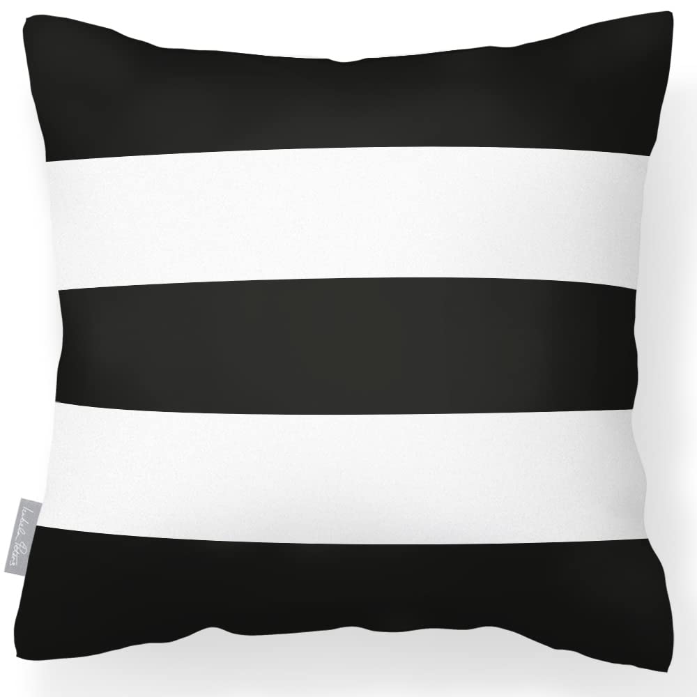 Izabela Peters Charcoal Outdoor Cushions Waterproof, 43 Cm, Filled Outdoor Cushion, - 3 Stripes Horizontal, Garden Furniture Cushions, Outdoor Seat Cushions, Garden Chair Cushions
