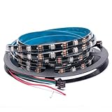SVFISHKK WS2812B LED Strip Individual Addressable Light Full Color SMD 5050 RGB Pixel Strip DC5V (30Pixels/m 150Pixels 16.4FT 150LEDS Waterproof IP65, Black PCB)