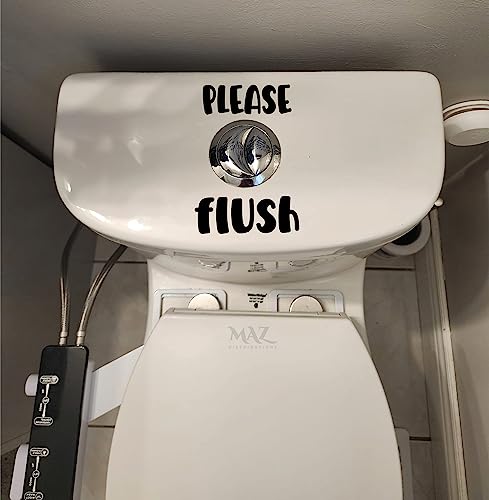 Image of MAZ DISTRIBUTIONS - Please Flush and Close the Lid - Vinyl Decal for Washroom - Waterproof Sticker for Mirror - Indoor & Outdoor Sticker for Window - Easy Use for Bedroom and Bathroom - MAZ 429