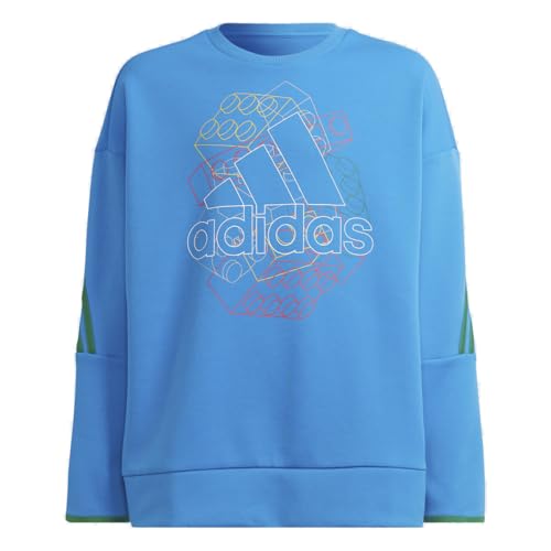 adidas Kids Youth Sportswear x Classic LEGO Sweatshirt, Bright Blue/Core Green