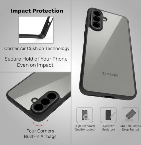 Image of VONZEE Clear Back Case Cover for Samsung Galaxy A17 5G | Shockproof Design | Hard Back Cover Case for Samsung Galaxy A17 5G (PC & TPU, Black)