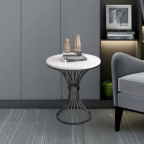 Image of Round Coffee Table Side Table Modern Home Decor Tea End Table for Living Room Bedroom and Balcony (Black White)