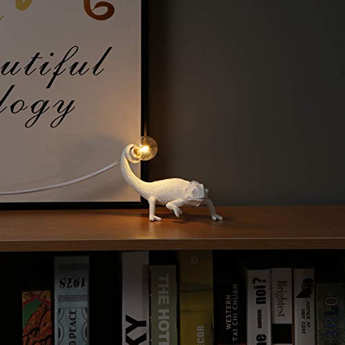 Image of MAYOLA Modern Chameleon Table Lamp,Desk lamp,Night Light,Wall Lamp, Resin Chameleon Lighting Fixture for Living Room, Bedroom, Office,Kids (Table Lamp, A-White)