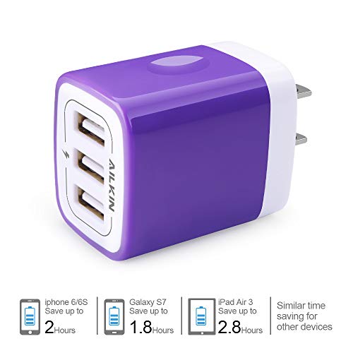 Usb Charger Adapter, Ailkin 3.1A 3-Port Powerful Universal Home Travel Usb Fast Charging Adapter Wall Plug In Usb Block For Iphone, Ipad, Iwatch, Samsung Galaxy, Google Pixel, Moto, Kindle Fire Box #TOP1