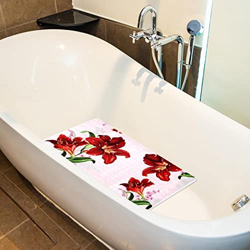 Tapis de bain antidérapant pour baignoire familiale rouge - 6