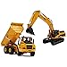 Top Race Diecast Metal Construction Trucks, Heavy Metal Excavator and Dump Truck, Free Wheeler Die Cast Construction Toys, Set of 2