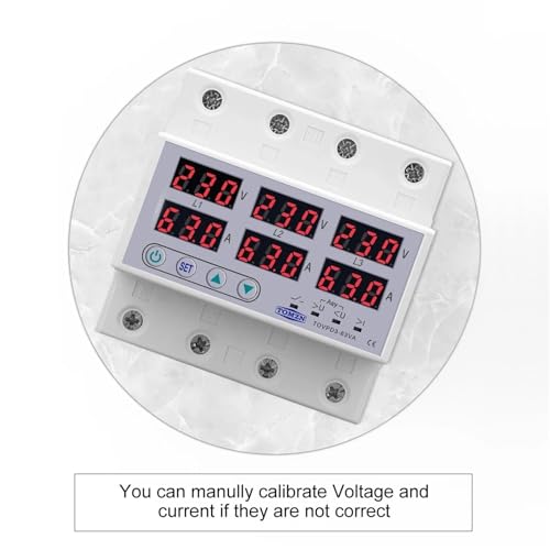 Voltmètre ampèremètre triphasé 3P+N 63A avec protection réglable tension - 2