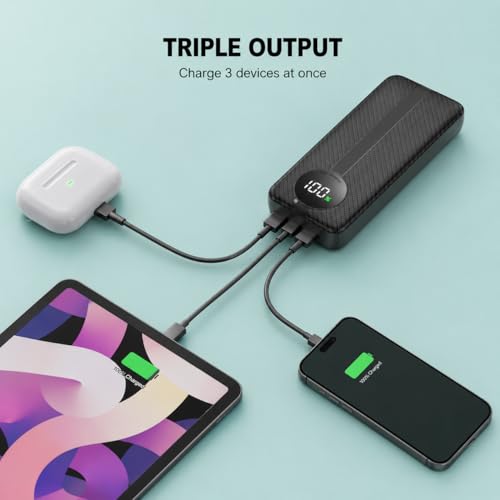 Image of Nextech Astro 20000mAh 35W PD Fast Charging Power Bank, Type-C Input & Output, Dual Output with Digital Display, Portable Laptop & Mobile Charger for iPhone, Android, Tablets & MacBook, Black