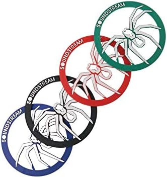Four interchangeable color rings for Soundstream SPT.22 tweeters: blue, black, red, and green