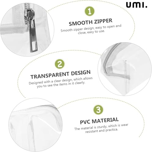 Image of Amazon Brand - Umi Clear Pencil Pouch PVC Large Pencil Case Zippered Waterproof Stationery Pouch for Students Yellow,Pencil Case,Office Supplies (Transparent)