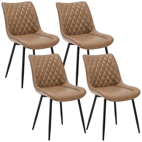 {Sillas Comedor Pack 4 Marron Claro Sillas Comedor Pack 4 WOLTU Sillas de Comedor Pack 4, Sillas de Cocina Tapizadas en Piel_sintética, Sillas Ergonómicas con Respaldo para Salón y...