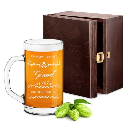 Maverton Chope à Bière Gravée - 640ml Verre à Bière avec Anse - pour Amateur de Bière – pour anniversaire - pour homme - avec personnalisation pour lui - pour papa/papy - edition limitee