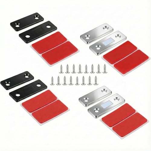 4 Pack Adhesive Magnetic Door Catch, Ultra Thin Door Magnets Magnetic Catches, Drawer Magnets Catches for Cupboards Internal Doors Kitchen Magnet Latch Closure Small Wardrobe Sliding Door Cabinet