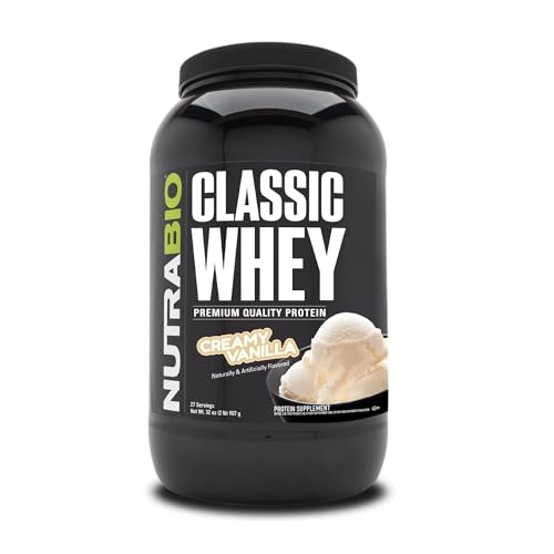 NutraBio Classic Whey Protein Powder- 25G of Protein Per Scoop - Full-Spectrum Amino Acid Profile - No Fillers Artificial Colors Preservatives - Low Glycemic Index - Creamy Vanilla 2 Pounds