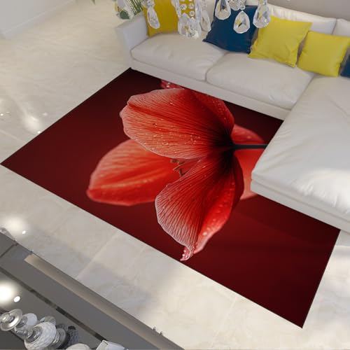 Tapis antidérapant fleurs rouges lavable et idéal sous la table - 2