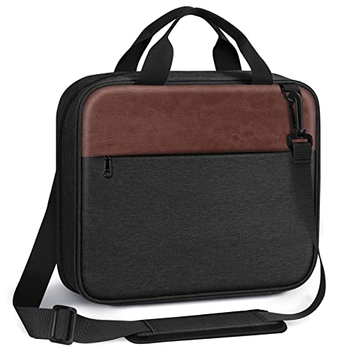 FINPAC Extra Large Bible Cover Carrying Book Case Church Bag Bible Protective with Detachable Shoulder Strap & Zippered Pocket Gift for Men Women Black & Brown
