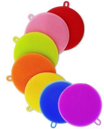 DEAGAN Cleaning Supplies Sponges Silicone Scrubber for Kitchen Non Stick Dishwashing & Baby Care Sponge Brush Household Health Tool (7, Regular)