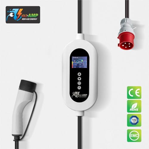 Image of 11KW Portable EV Charger - 16A Fast Charging, IP67 Waterproof, 5m Cable, Adjustable Current, RCD Safety, Compatible with Mahindra, Kia, Audi, BMW & More.