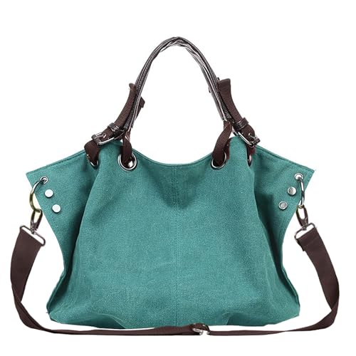 レディース大きな大容量郵便配達バッグたくさん入れることができます2 wayショルダーバッグキャンバス旅行通勤学校ママバッグ (ピーコックブルー)
