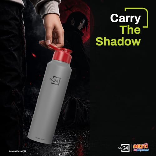 Image of Water Bottle 950ml Stainless Steel Sports /Fridge Bottle with Sipper Cap | 1-Year Warranty | Single Wall| For Home, Office, Gym, Travelling | Lightweight | Naruto Ninja | Grey - Itachi