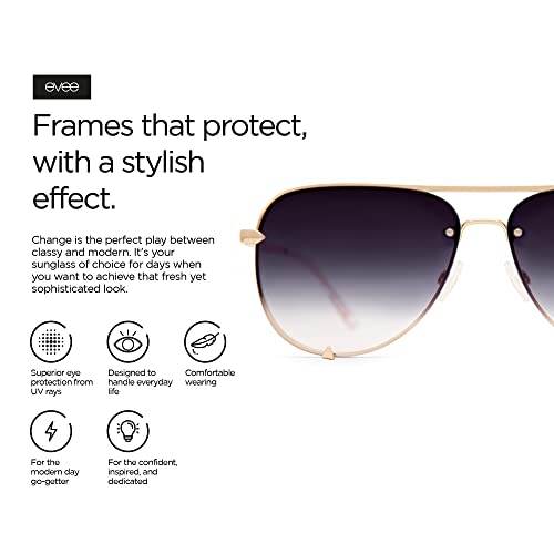 EVEE Rimless Aviator Sunglasses For Women with Metal Frame - (Change)4