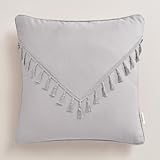 ROOM99 Chloe - Funda de cojín Decorativa (45 x 45 cm), diseño de Flecos, Color Gris Claro