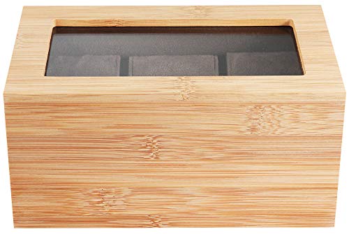 Horlogeetui, horlogebox voor 3 horloges, van bamboehout met kijkvenster - Afbeelding 6