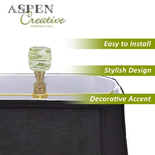 Image of Aspen Creative 24047-09-2, Clear K9 Crystal Ball with Crackle Texture 1-1 /8 inch Finial for Lamp Shade, Brushed Nickel Base, 2Pcs /Pack
