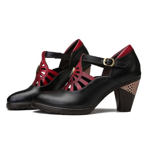 Superladystar's Handmade Leather Adjustable Belt Women's Pumps, Retro Style, Casual2