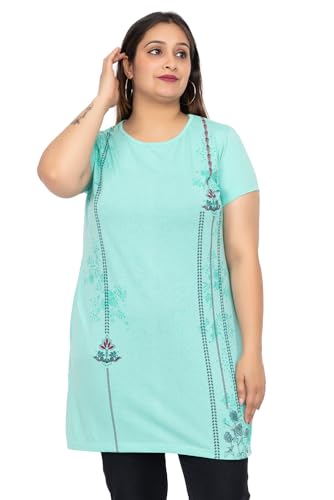 Image of Women Printed Cotton Tshirt with Side Slits & Pocket