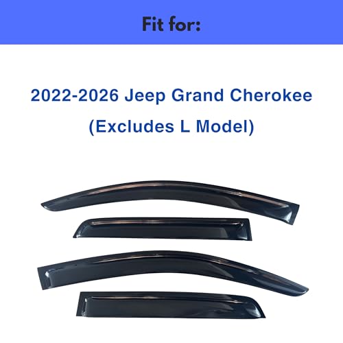 Image of IG Window Visors Fit for 2022-2026 Jeep Grand Cherokee, Out-Channel Rain Guards Vent Wind Deflectors 4PC, Car Accessories for 22-26 Grand Cherokee (Excludes L Model)