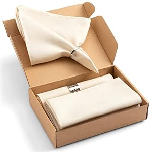 Grüne Tanne Leinenservietten aus 100% Leinen | Stoffservietten + Serviettenringe (6er Set) | Premium Servietten 40x40cm…