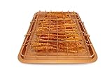 EaZy MealZ Bacon Rack & Tray Set | Specialty Tray and Grease Catcher | Even Cooking | Non-Stick | Healthy Cooking Material | Customized Cooking Experience (X-Large, Copper)
