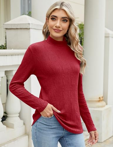Image of Bashafo Women's 2024 Fall Long Sleeve Turtleneck Top Lightweight Tunic Sweaters