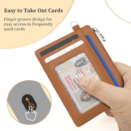Image of Hancynir Brown Minimalist Small Wallet Women Credit Card Holder RFID Slim