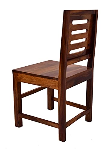 Image of Sheesham Wood Dining Chairs Set of 4 for Dining Room Furniture || Solid Wood Chairs Set Without Cushion for Living Room Home and Office - Honey Finish