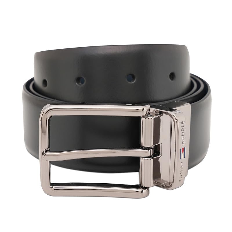 tommy hilfiger Men's Leather Reversible Belt Chimayo | Matte Gunmetal Finish Buckle | Leather Belt For Any Occasion | Size - M (90Cm)-picture-44