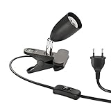 Mit Ein- / Ausschalter ledscom.de E27 Klemmleuchte LIK mit Schalter, dreh- und schwenkbar, Metall, schwarz