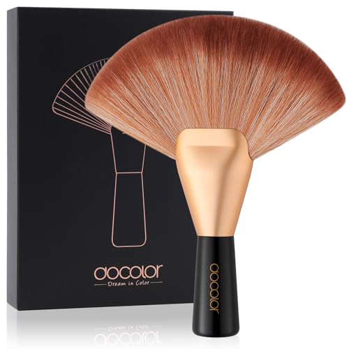 docolor Fan Brush Finishing Powder Brush Multi-use Brush For Face and body Professional Makeup Brush for Salon Use Perfect For Spray Tan Powder Highlighting Blush Powder Bronzer Contour