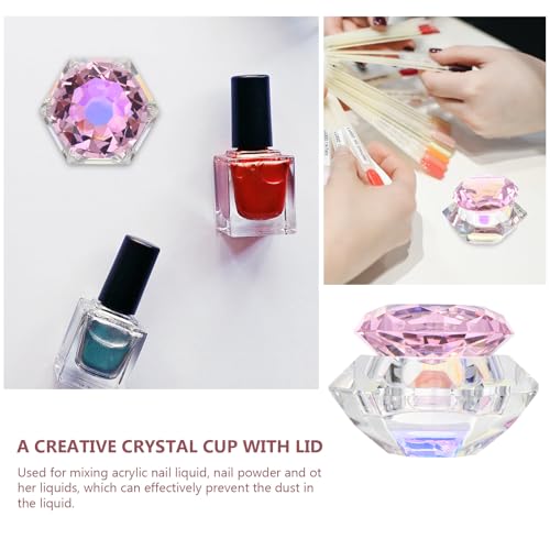 Taza de Cristal Hexagonal para Arte de Uñas con Tapa miniatura 3