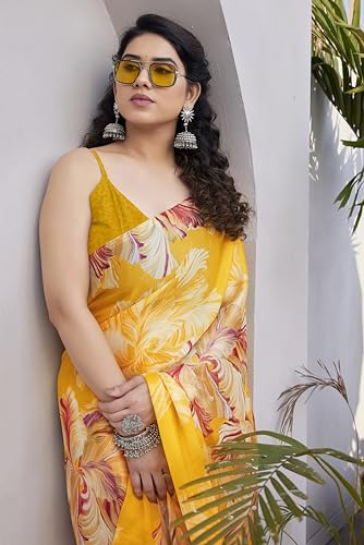 Image of MIRCHI FASHION Saree for Woman Chiffon Floral Printed | Lightweight Daily Wear Comfortable Women's Sari with Unstitched Blouse Piece (Available in 15 Designs)