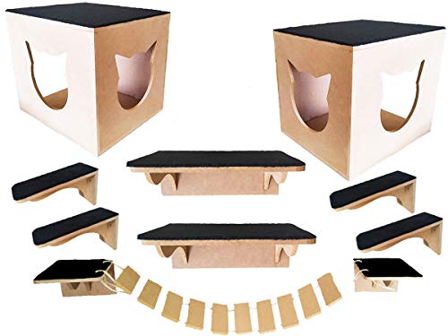 Play Kit Nicho de Gato em MDF Crú Cat 9 pçs + Mimo